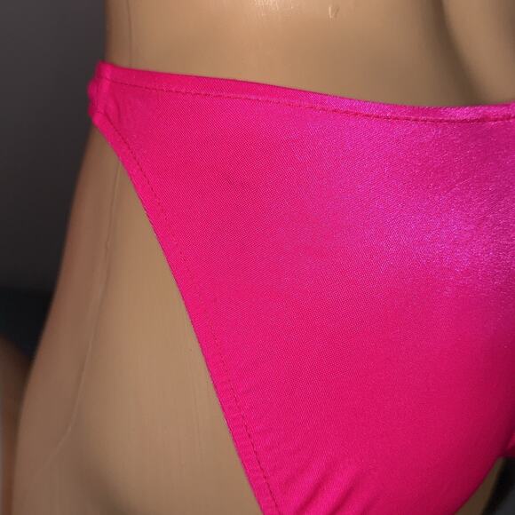 Vintage New NOS Shapes Bikini Set Women's Size 8 Neon Pink Second Skin Satin 90s - Picture 7 of 14